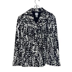 Chico's Women Jacket‎ Zip Front Blazer Moto Giraffe Abstract Long Sleeve Size 1
